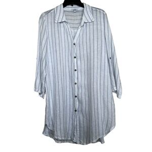 Rosemarine Made in Italy Women’s Sz L Linen Tunic Striped Blouse